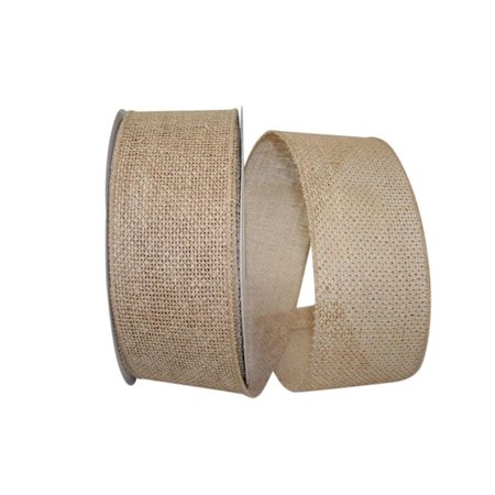 RELIANT RIBBON Burlap Value Wired Edge Ribbon Natural 2.5 in. x 25 yards 92694W-750-40J